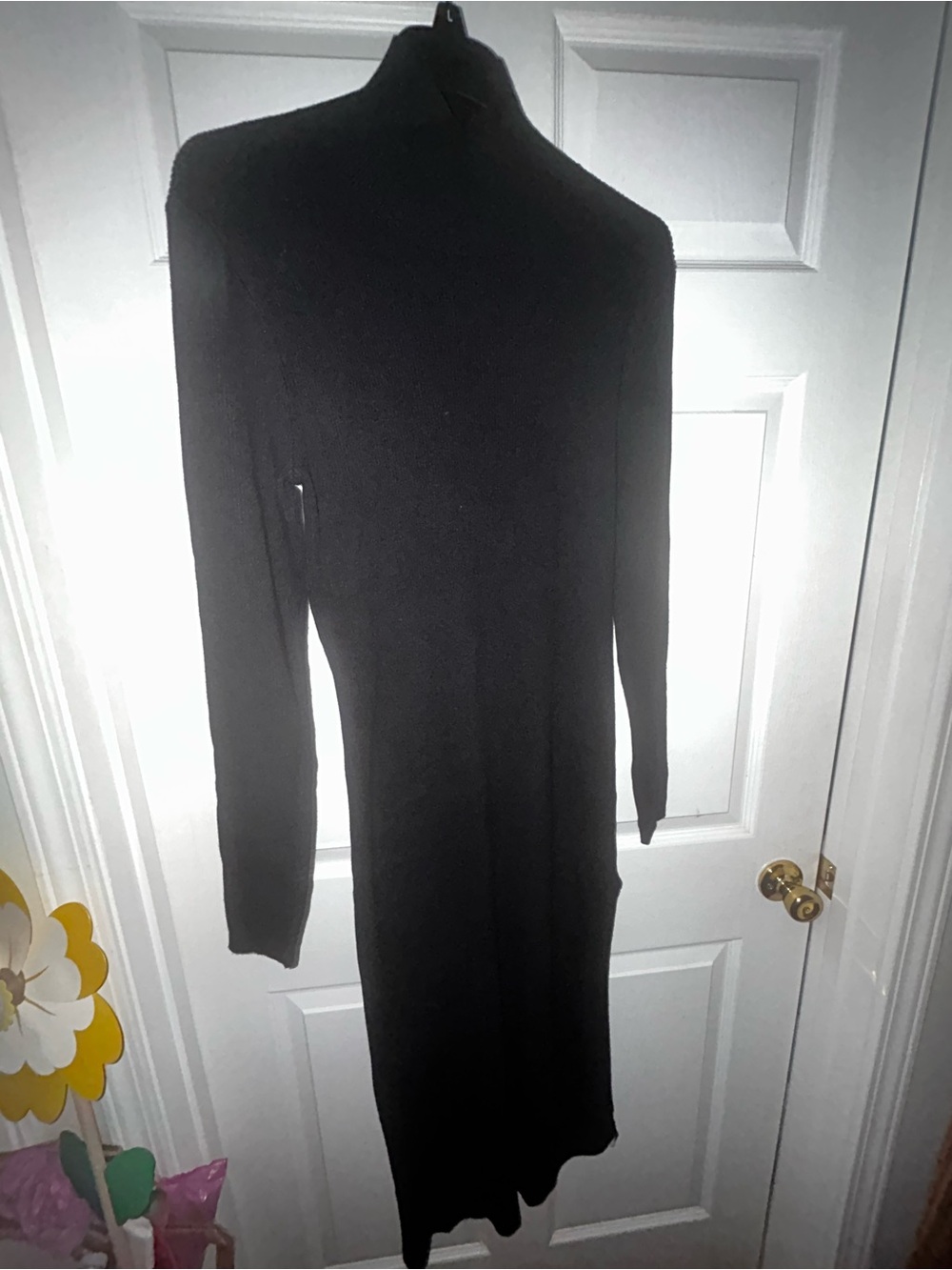 Black Mockneck Long Sleeve Knit Dress
